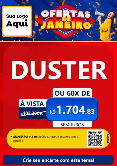 Modelo de Cartaz para Cartaz A4 Vertical com o tema Ofertas de Janeiro para Concessionaria de Carros