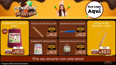 Modelo de TV para TV Horizontal com o tema Cenoura Encantada - Páscoa para Armarinho e Aviamentos