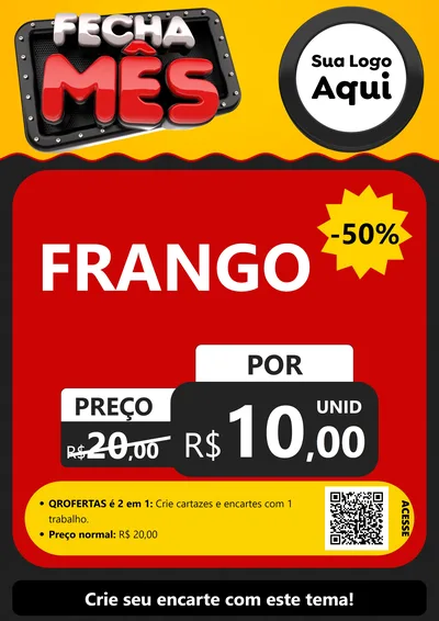 Modelo de Cartaz para Cartaz A4 Vertical com o tema Fecha Mês para Assados