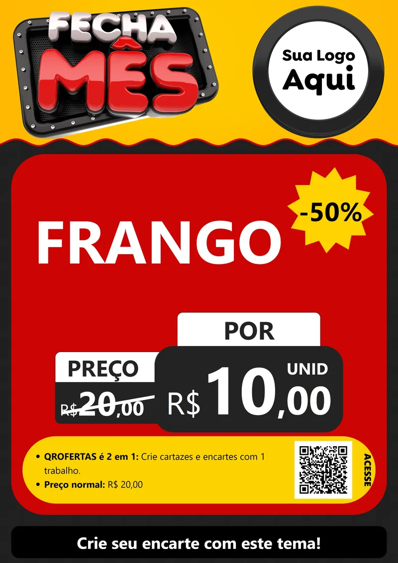 Modelo de Cartaz para Cartaz A4 Vertical com o tema Fecha Mês para Assados