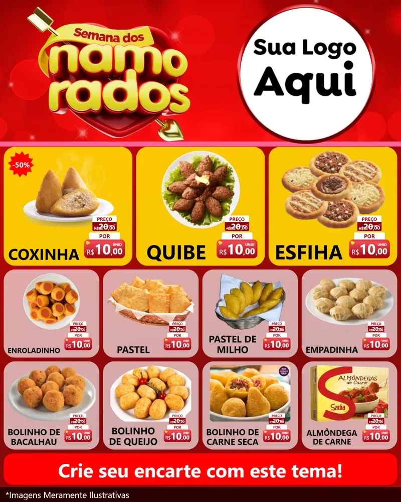 Modelo de Rede Social para Feed Instagram com o tema Semana dos namorados para Salgadaria