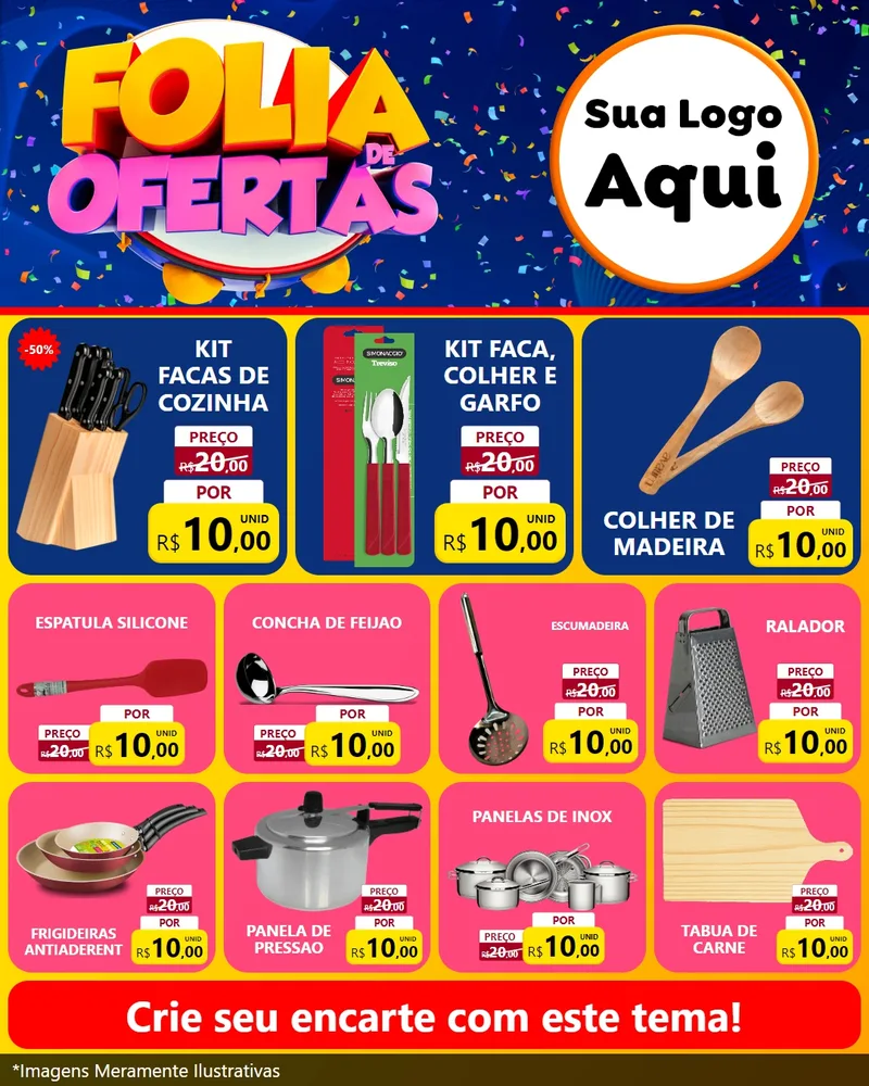 Modelo de Rede Social para Feed Instagram com o tema Folia de Ofertas para Utilidades Domésticas