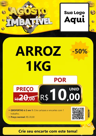 Modelo de Cartaz para Cartaz A4 Vertical com o tema Agosto Imbatível para Supermercado