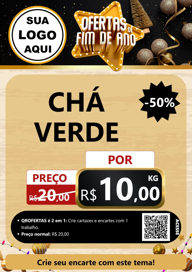 Modelo de Cartaz para Cartaz A4 Vertical com o tema Ofertas de Fim de Ano para Produtos Naturais