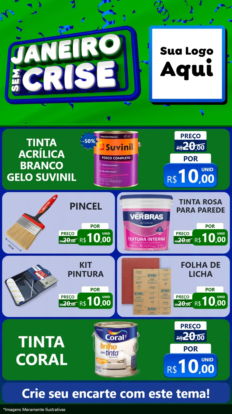 Modelo de TV para TV Vertical com o tema Janeiro Sem Crise para Tintas e Ferramentas