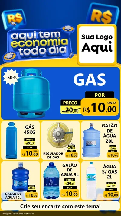 Modelo de Rede Social para Stories com o tema Aqui Tem Economia Todo Dia para Água e gás