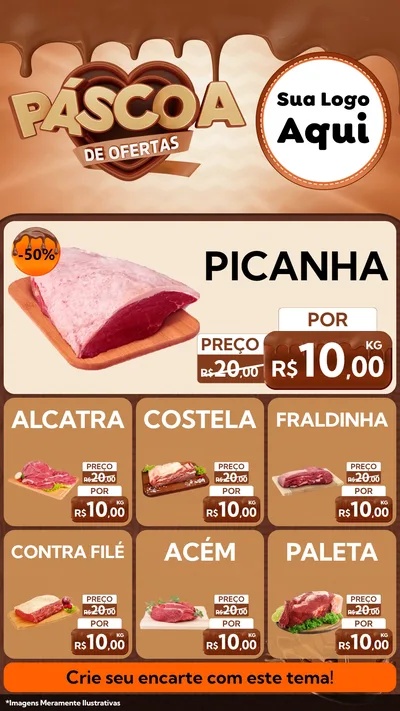 Modelo de Rede Social para Stories com o tema Páscoa de Ofertas para Açougue