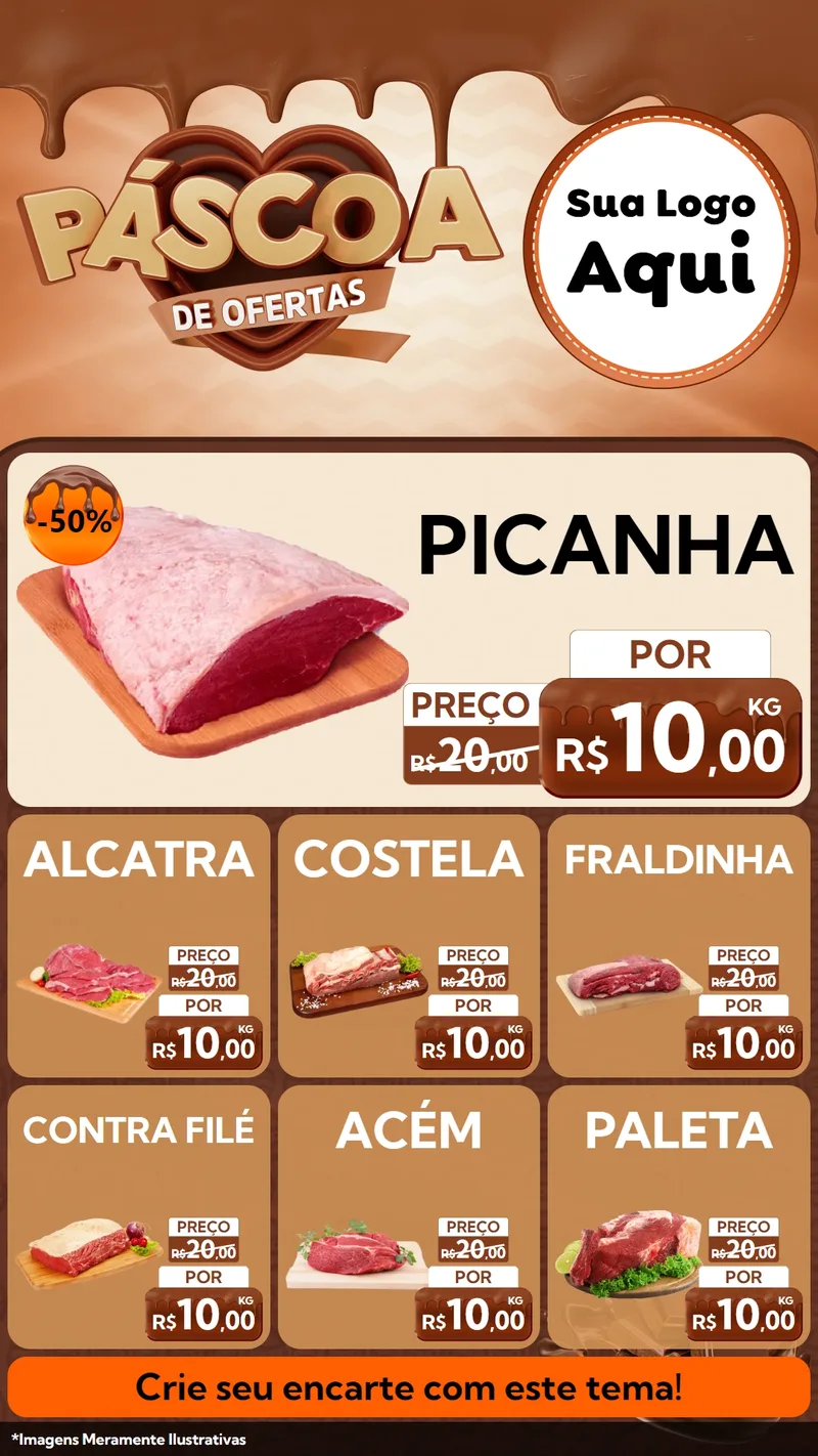 Modelo de Rede Social para Stories com o tema Páscoa de Ofertas para Açougue