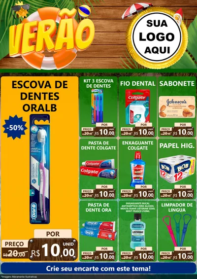 Modelo de Encarte para Encarte A4 Vertical com o tema Verão para Higiene Pessoal