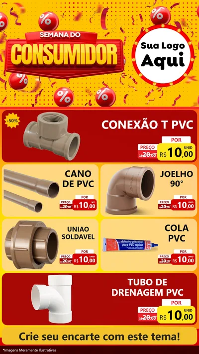 Modelo de TV para TV Vertical com o tema Semana do Consumidor para Tubos e conexões