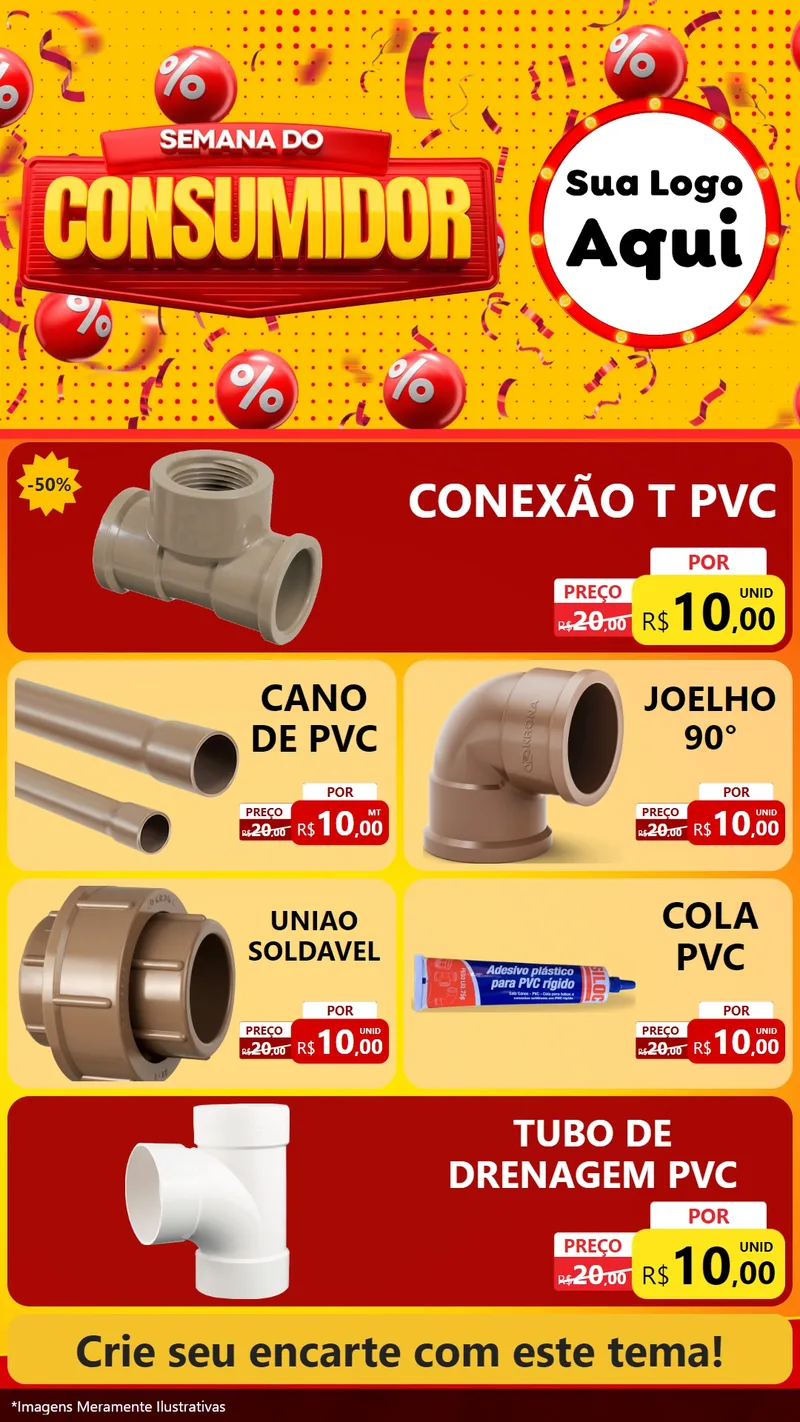 Modelo de TV para TV Vertical com o tema Semana do Consumidor para Tubos e conexões