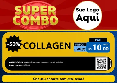 Modelo de Cartaz para Cartaz A4 Horizontal com o tema Super Combo para Suplementos alimentares