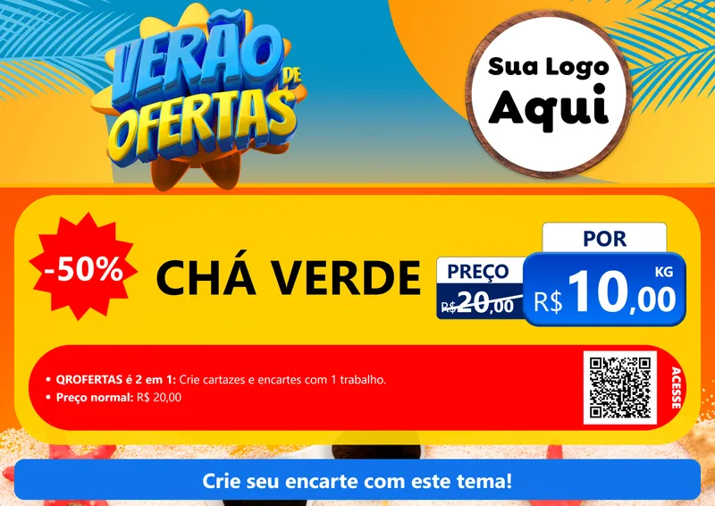 Modelo de Cartaz para Cartaz A4 Horizontal com o tema Verão de Ofertas para Produtos Naturais