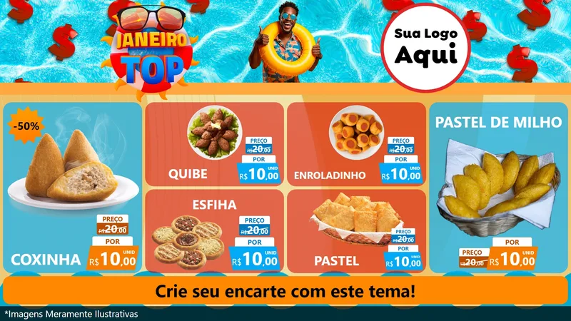 Modelo de TV para TV Horizontal com o tema Janeiro Top para Salgadaria