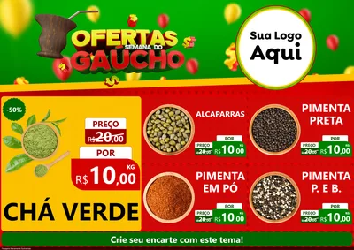 Modelo de Encarte para Encarte A4 Horizontal com o tema Ofertas Semana Do Gaúcho para Produtos Naturais