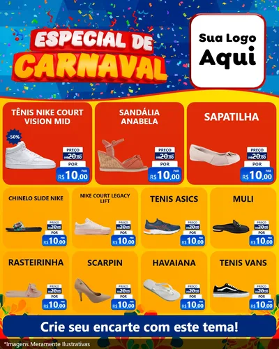 Modelo de Rede Social para Feed Instagram com o tema Especial de Carnaval para Calçados