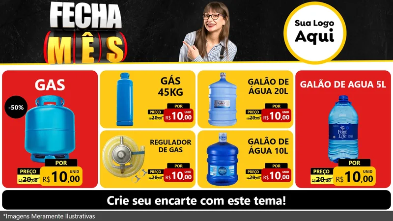 Modelo de TV para TV Horizontal com o tema Fecha Mês para Água e gás