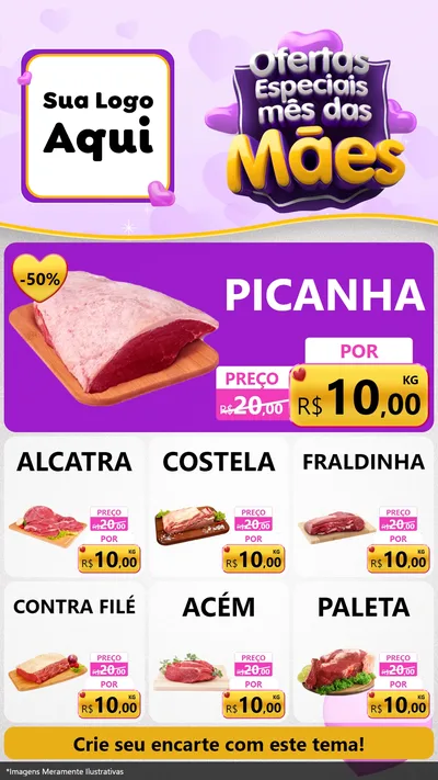 Modelo de Rede Social para Stories com o tema Ofertas Especiais - Mês das Mães para Açougue