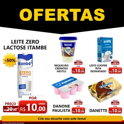 Modelo de Rede Social para Feed Facebook com o tema Ofertas Preto e Vermelho Cartaz para Frios e Laticínios