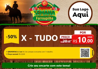 Modelo de Cartaz para Cartaz A4 Horizontal com o tema Especial Semana Farroupilha para Hamburgueria