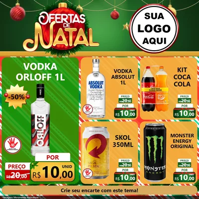 Modelo de Rede Social para Feed Facebook com o tema Ofertas de Natal para Distribuidora de bebidas
