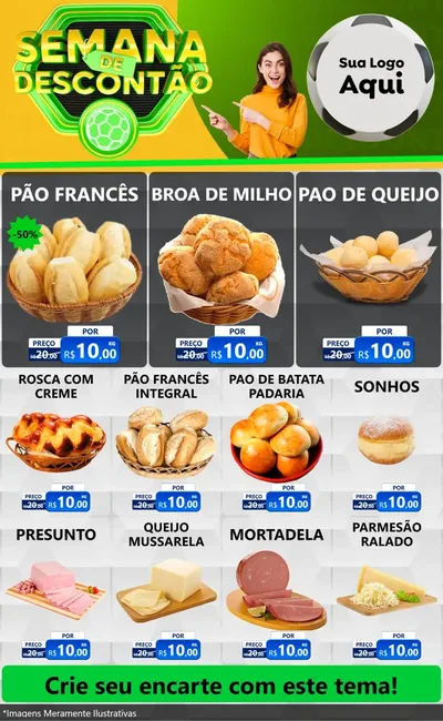 Modelo de Encarte para Encarte Grande com o tema Semana de Descontão - Copa para Padaria