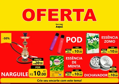 Modelo de Encarte para Encarte A4 Horizontal com o tema OFERTA - Vermelho Cartaz para Tabacaria