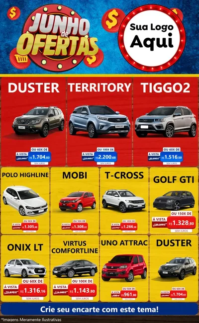 Modelo de Encarte para Encarte Grande com o tema Junho de Ofertas para Concessionaria de Carros