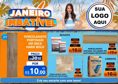 Modelo de Encarte para Encarte A4 Horizontal com o tema Janeiro Imbatível para Pisos e revestimentos