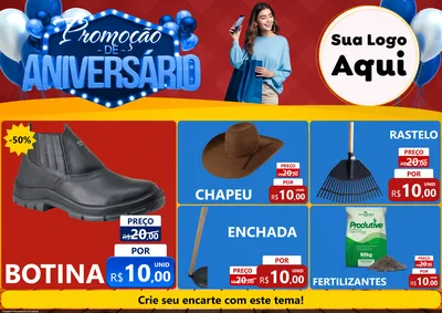 Modelo de Encarte para Encarte A4 Horizontal com o tema Promoção de Aniversário para Agropecuária