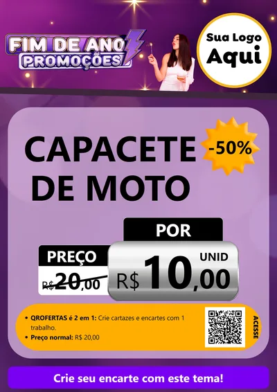 Modelo de Cartaz para Cartaz A4 Vertical com o tema Fim de Ano Promoções para Moto peças