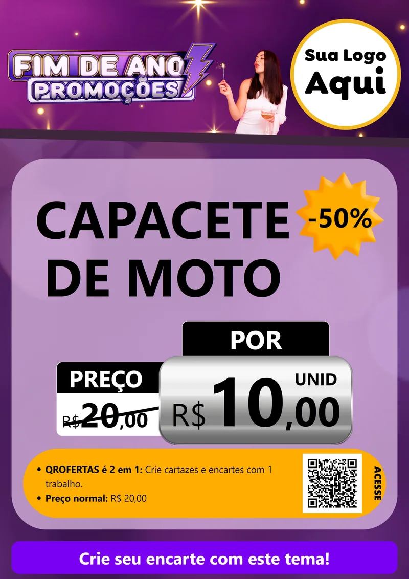 Modelo de Cartaz para Cartaz A4 Vertical com o tema Fim de Ano Promoções para Moto peças
