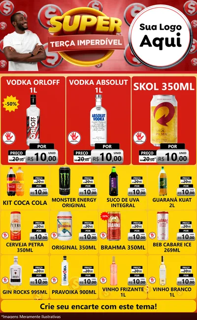 Modelo de Encarte para Encarte Grande com o tema Super Terça Imperdível para Distribuidora de bebidas