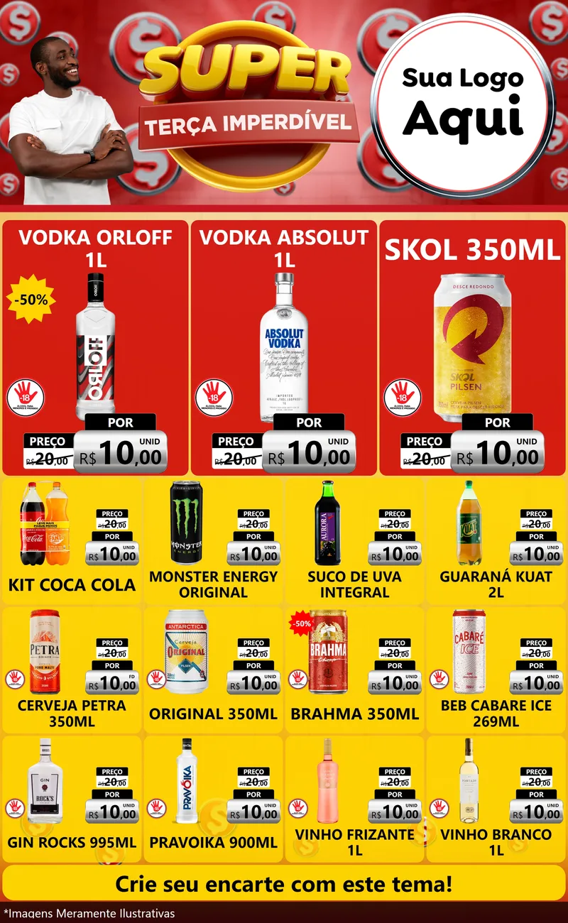 Modelo de Encarte para Encarte Grande com o tema Super Terça Imperdível para Distribuidora de bebidas