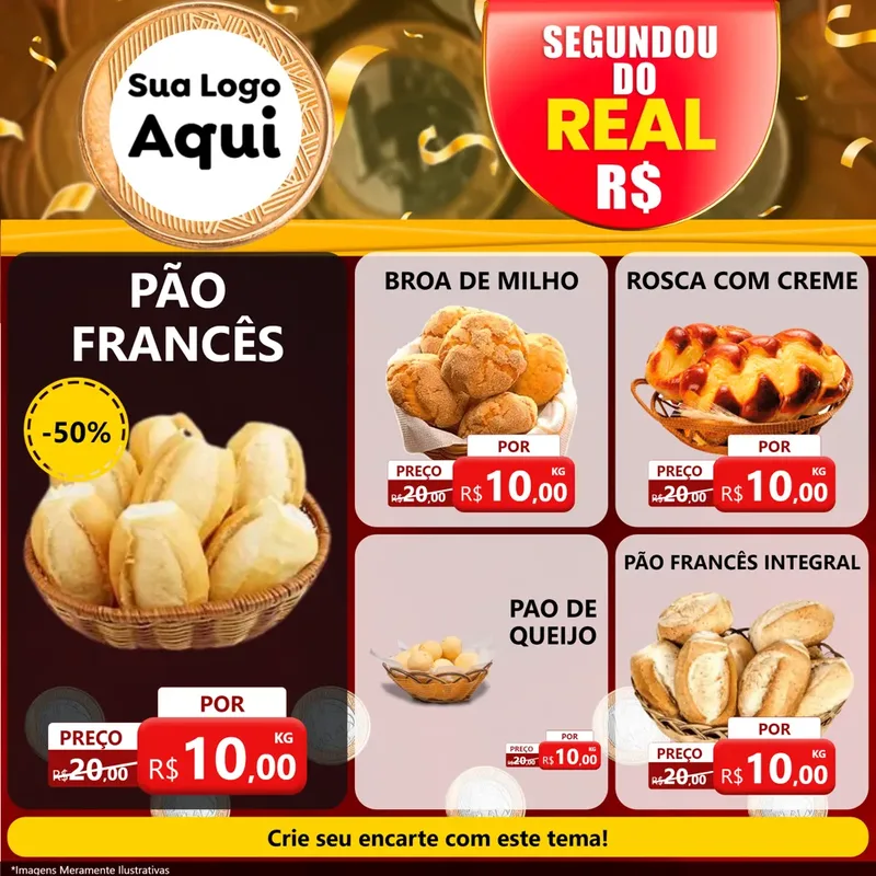 Modelo de Rede Social para Feed Facebook com o tema Segundou do Real para Padaria