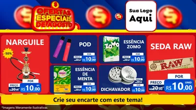 Modelo de TV para TV Horizontal com o tema Ofertas Especiais de Agosto para Tabacaria