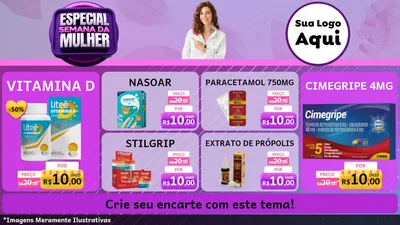 Modelo de TV para TV Horizontal com o tema Especial Semana da Mulher para Farmácia