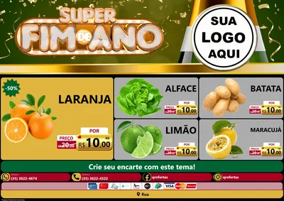 Modelo de Encarte para Encarte A4 Horizontal com o tema Super Fim de Ano para Hortifrúti