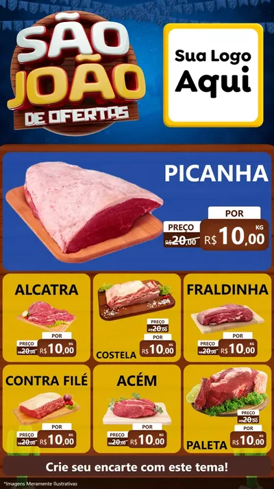 Modelo de Rede Social para Stories com o tema São João Ofertas Imbatíveis! - Junina para Açougue