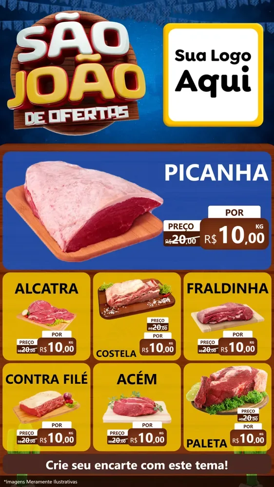 Modelo de Rede Social para Stories com o tema São João Ofertas Imbatíveis! - Junina para Açougue