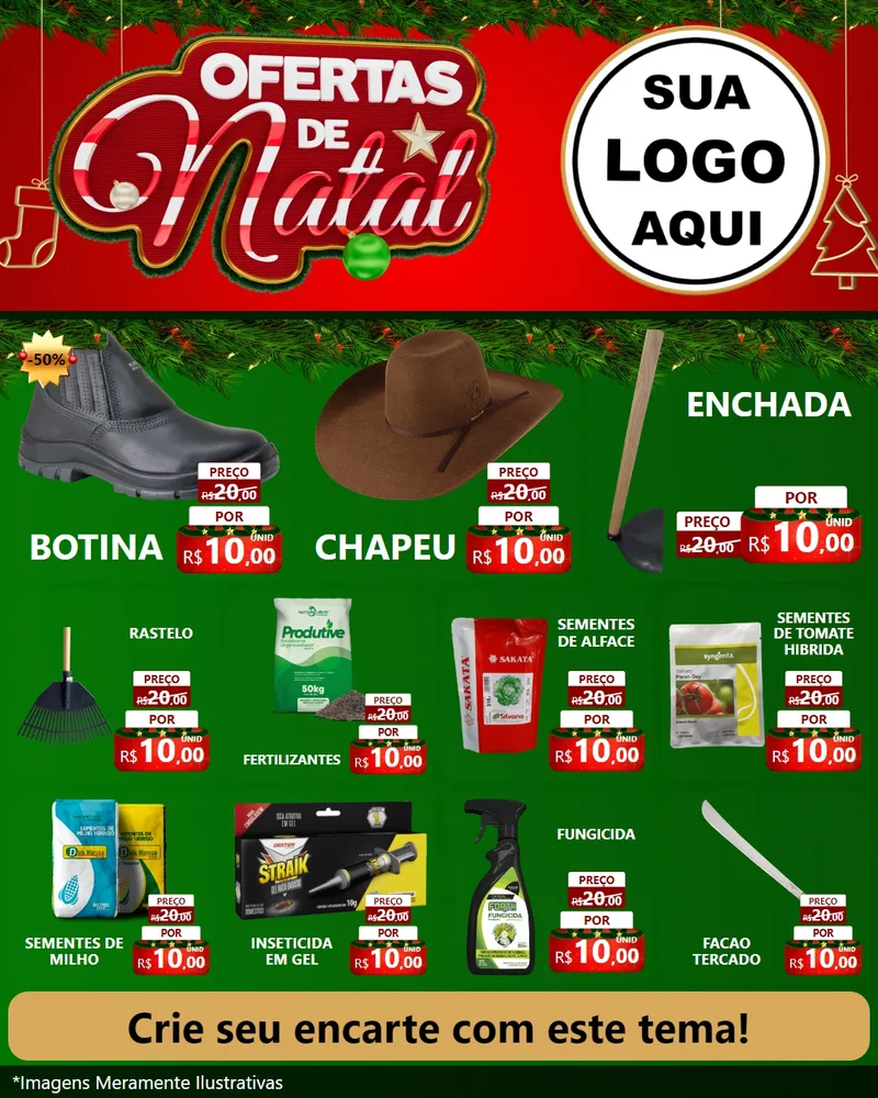 Modelo de Rede Social para Feed Instagram com o tema Ofertas de Natal para Agropecuária
