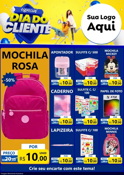 Modelo de Encarte para Encarte A4 Vertical com o tema Especial Dia do Cliente para Papelaria