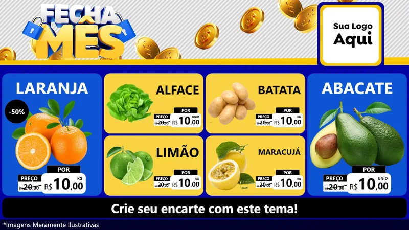 Modelo de TV para TV Horizontal com o tema Fecha Mês para Hortifrúti