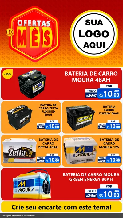 Modelo de TV para TV Vertical com o tema Ofertas do Mês para Baterias Elétricas