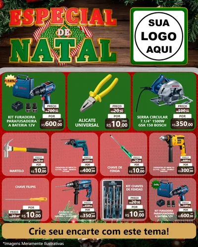Modelo de Rede Social para Feed Instagram com o tema Especial de Natal para Maquinas e Ferramentas