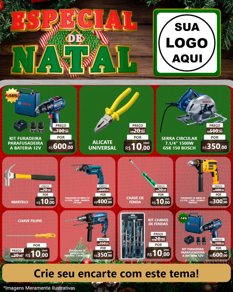 Modelo de Rede Social para Feed Instagram com o tema Especial de Natal para Maquinas e Ferramentas