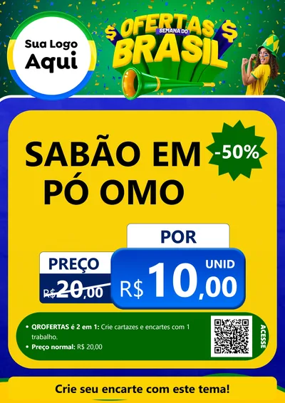 Modelo de Cartaz para Cartaz A4 Vertical com o tema Ofertas Semana do Brasil para Produtos de Limpeza