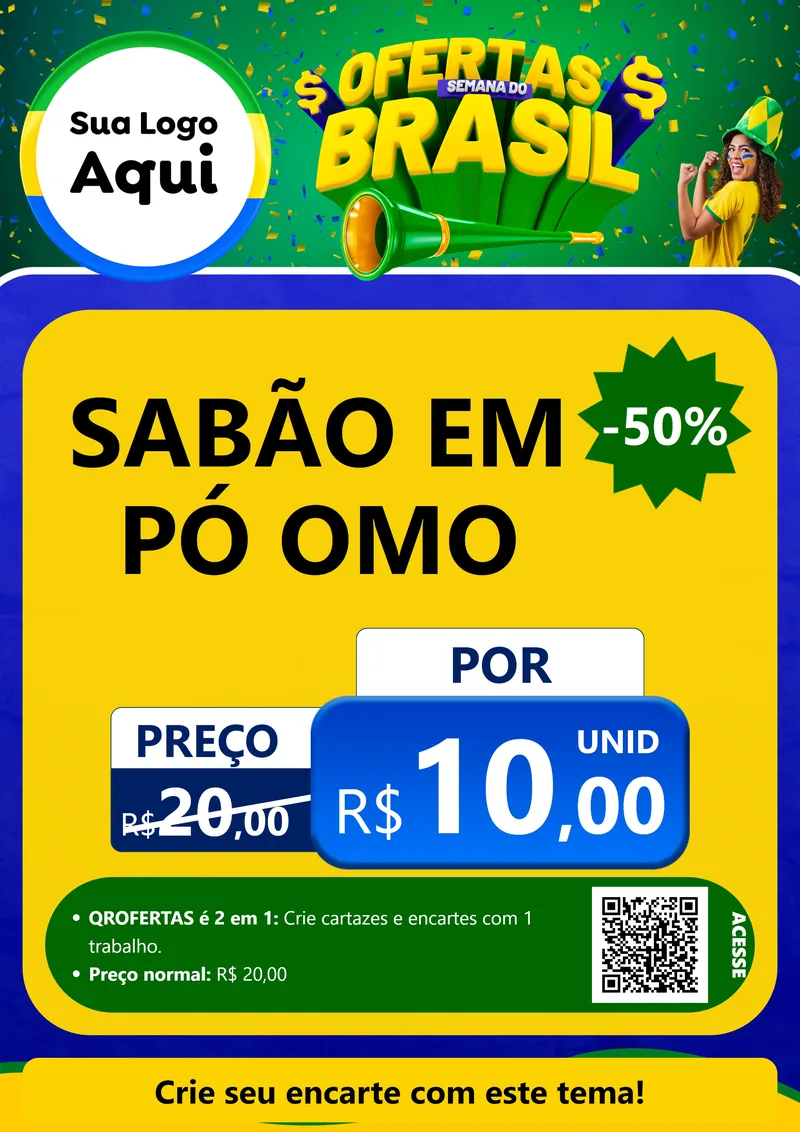 Modelo de Cartaz para Cartaz A4 Vertical com o tema Ofertas Semana do Brasil para Produtos de Limpeza