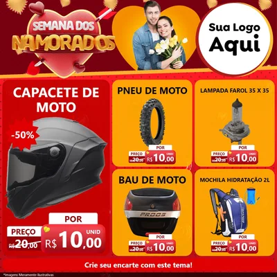 Modelo de Rede Social para Feed Facebook com o tema Semana dos Namorados para Moto peças