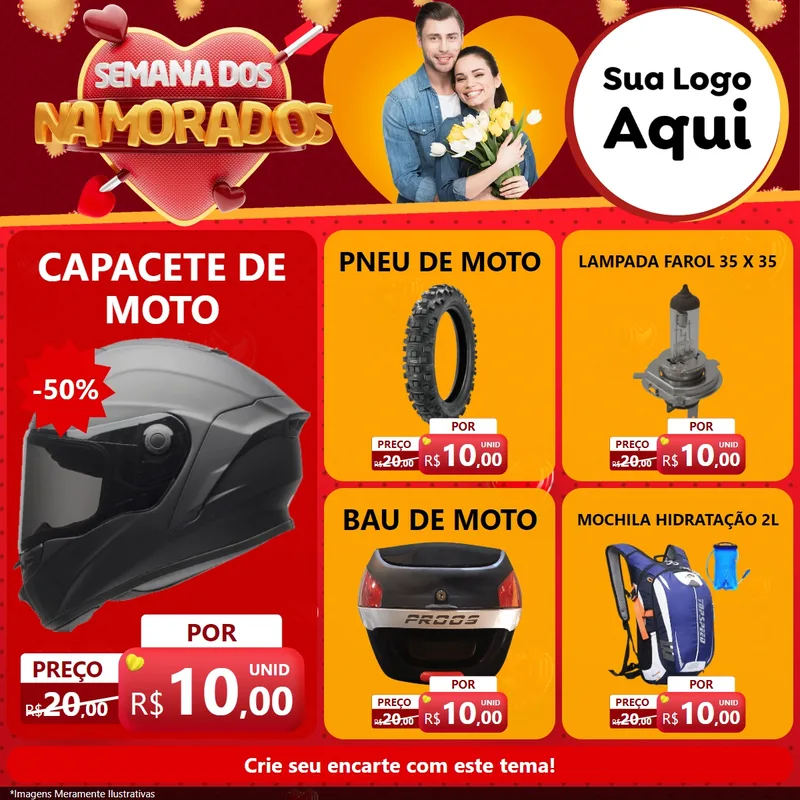 Modelo de Rede Social para Feed Facebook com o tema Semana dos Namorados para Moto peças